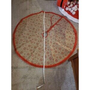 48" Burlap Red Glitter Snowflake Christmas Tree Skirt Boho Holiday Country Glam
